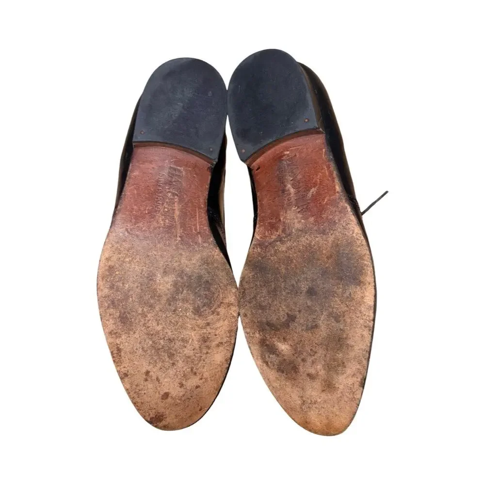 Vintage HANOVER Black Leather Wingtip Brogue Shoes Size: 9.5D Men's